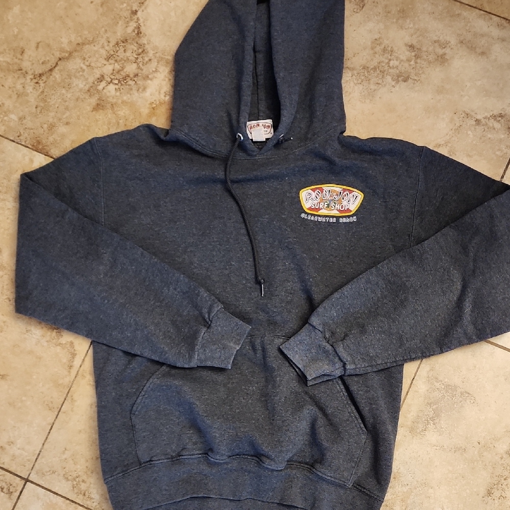 Dark Heather Blue Pullover Hoodie - Surf Shop Graphic Clear Water Beach